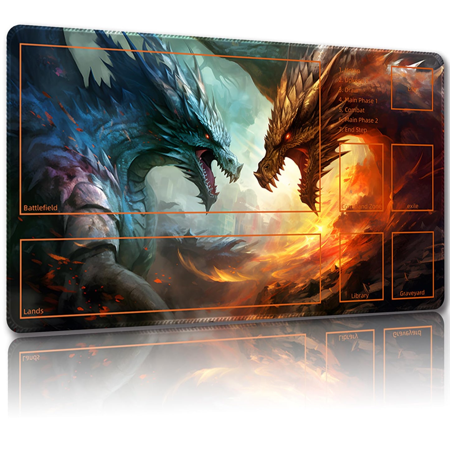 Malqiqi Playmat for MTG with Free Storage BagsGame Mat 24 x 14 inches TCG and Board Game Mat for CardsMousepad Desk Mats (with ZonesMagic Mat 3)